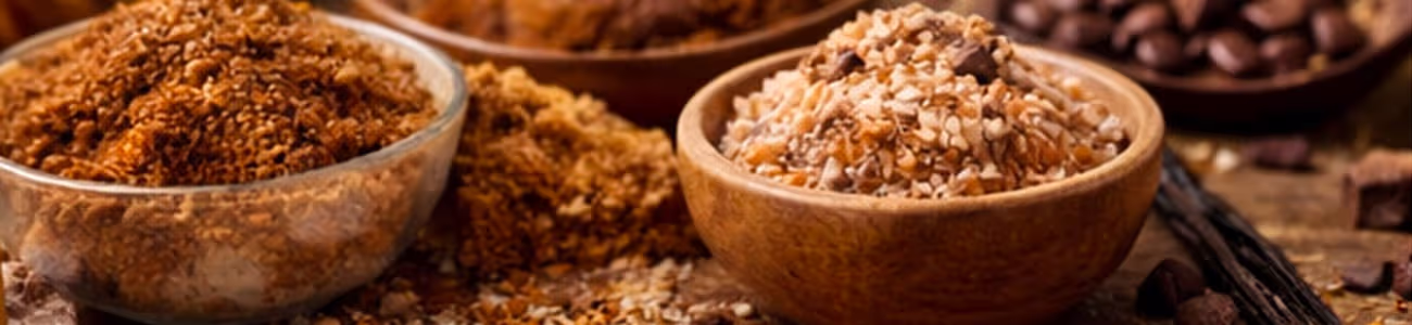 Bols de cassonade, vergeoise et sucre de coco pour recettes de cookies