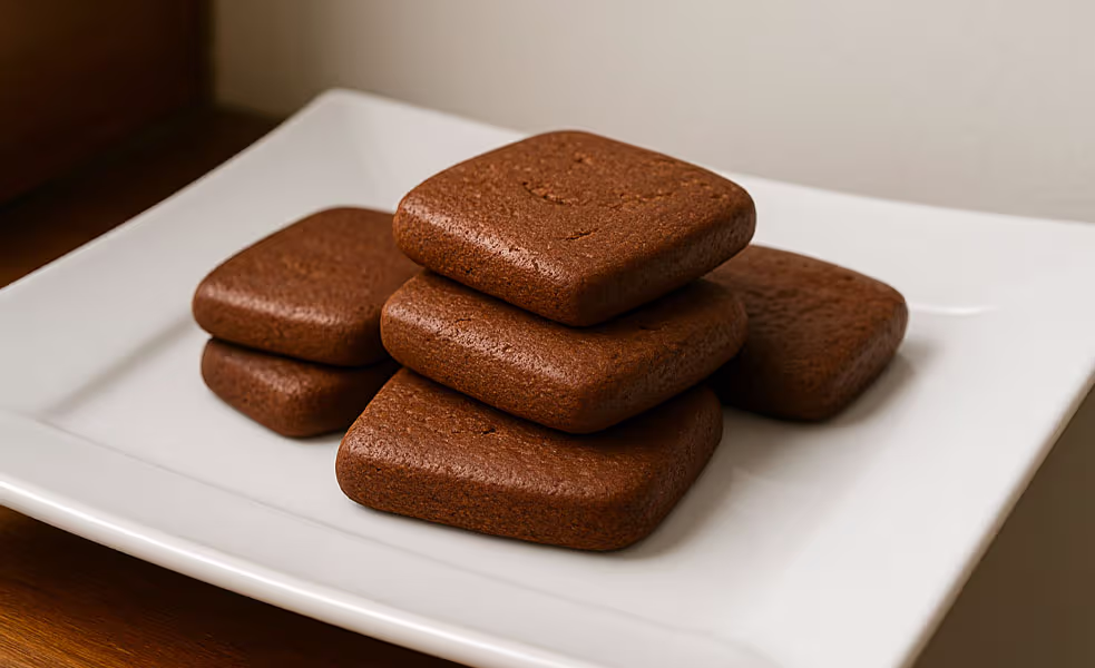 Sablé artisanal intense "Écrin Noir" élaboré avec du cacao pur Valrhona, du beurre AOP et du sucre de coco pour une texture sablée et fondante. Sablé - ÉCRIN NOIR img 2