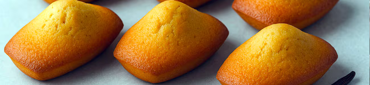 Bosse des madeleines : astuces pour réussir des madeleines moelleuses Madeleines artisanales dorées avec bosse, sur plan de travail en bois